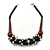 Chunky Cluster Black Ceramic Beads, Natural Shell Nuggets Wood Bar Necklace - 48cm Long
