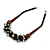 Chunky Cluster Black Ceramic Beads, Natural Shell Nuggets Wood Bar Necklace - 48cm Long - view 3
