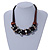 Chunky Cluster Black Ceramic Beads, Natural Shell Nuggets Wood Bar Necklace - 48cm Long - view 2