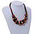 Chunky Cluster Black Ceramic Beads, Orange Shell Nuggets Wood Bar Necklace - 48cm Long - view 2