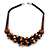 Chunky Cluster Black Ceramic Beads, Orange Shell Nuggets Wood Bar Necklace - 48cm Long - view 3