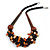 Chunky Cluster Black Ceramic Beads, Orange Shell Nuggets Wood Bar Necklace - 48cm Long