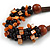 Chunky Cluster Black Ceramic Beads, Orange Shell Nuggets Wood Bar Necklace - 48cm Long - view 4