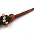 Chunky Cluster Black Ceramic Beads, Orange Shell Nuggets Wood Bar Necklace - 48cm Long - view 5