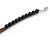 Chunky Cluster Black Ceramic Beads, Orange Shell Nuggets Wood Bar Necklace - 48cm Long - view 6