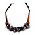 Chunky Cluster Black Ceramic Beads, Purple Shell Nuggets Wood Bar Necklace - 48cm Long