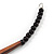 Chunky Cluster Black Ceramic Beads, Purple Shell Nuggets Wood Bar Necklace - 48cm Long - view 4