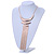 Statement Hammered Bib with Long Fringe Necklace In Rose Gold Metal - 46cm L/ 8cm Ext - view 2