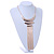 Statement Hammered Bib with Long Fringe Necklace In Rose Gold Metal - 46cm L/ 8cm Ext - view 3