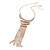 Statement Hammered Bib with Long Fringe Necklace In Rose Gold Metal - 46cm L/ 8cm Ext - view 5