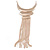Statement Hammered Bib with Long Fringe Necklace In Rose Gold Metal - 46cm L/ 8cm Ext - view 4