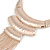 Statement Hammered Bib with Long Fringe Necklace In Rose Gold Metal - 46cm L/ 8cm Ext - view 6