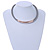 Stylish Light Grey Leather Cord Necklace with Gold Tone Sliding Tunnel Detailing - 44cm L - view 2