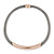 Stylish Light Grey Leather Cord Necklace with Gold Tone Sliding Tunnel Detailing - 44cm L