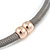 Stylish Light Grey Leather Cord Necklace with Gold Tone Sliding Tunnel Detailing - 44cm L - view 5