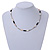 Delicate Glass Beads and Sea Shell, Metal Bar Necklace In Silver Tone (Black/ White) - 50cm L/ 6cm Ext - view 2