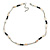 Delicate Glass Beads and Sea Shell, Metal Bar Necklace In Silver Tone (Black/ White) - 50cm L/ 6cm Ext - view 3