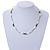 Delicate Glass Beads and Sea Shell, Metal Bar Necklace In Silver Tone (Green/ White) - 50cm L/ 6cm Ext - view 2