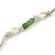 Delicate Glass Beads and Sea Shell, Metal Bar Necklace In Silver Tone (Green/ White) - 50cm L/ 6cm Ext - view 3