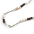Delicate Glass Beads and Sea Shell, Metal Bar Necklace In Silver Tone (Dark Grey/ White) - 50cm L/ 6cm Ext - view 4