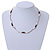 Delicate Glass Beads and Sea Shell, Metal Bar Necklace In Silver Tone (Dark Grey/ White) - 50cm L/ 6cm Ext - view 2