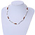 Delicate Glass Beads and Sea Shell, Metal Bar Necklace In Silver Tone (Brown/ White) - 50cm L/ 6cm Ext - view 2
