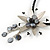 Romantic Beaded Flower Pendant with Black Faux Leather Cord In Silver Tone (Black, Grey) - 44cm L - view 4