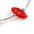 Stylish Red Bone Bead and Textured Metal Bar Necklace In Silver Tone - 45cm L/ 5cm Ext - view 3