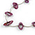 Stylish Purple Bone Bead and Textured Metal Bar Necklace In Silver Tone - 44cm L/ 5cm Ext - view 3