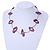 Stylish Purple Bone Bead and Textured Metal Bar Necklace In Silver Tone - 44cm L/ 5cm Ext - view 2