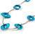 Stylish Blue Bone Bead and Textured Metal Bar Necklace In Silver Tone - 44cm L/ 4cm Ext - view 3
