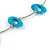 Stylish Blue Bone Bead and Textured Metal Bar Necklace In Silver Tone - 44cm L/ 4cm Ext - view 4