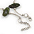 Stylish Green Bone Bead and Textured Metal Bar Necklace In Silver Tone - 43cm L/ 5cm Ext - view 6