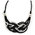 Stylish Black Glass, Silver Acrylic Bead Faux Leather Cord Bib Style Necklace - 42cm L - view 3