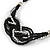 Stylish Black Glass, Silver Acrylic Bead Faux Leather Cord Bib Style Necklace - 42cm L - view 4