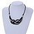 Stylish Black Glass, Silver Acrylic Bead Faux Leather Cord Bib Style Necklace - 42cm L - view 2