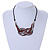Stylish Brown Glass, Silver Acrylic Bead Black Faux Leather Cord Bib Style Necklace - 42cm L - view 2