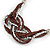 Stylish Brown Glass, Silver Acrylic Bead Black Faux Leather Cord Bib Style Necklace - 42cm L - view 4