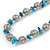 Stylish Metal Ball with Wire and Teal Sea Shell Nugget Necklace In Silver Tone - 44cm L/ 4cm Ext - view 4