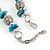 Stylish Metal Ball with Wire and Teal Sea Shell Nugget Necklace In Silver Tone - 44cm L/ 4cm Ext - view 6