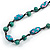 Teal/ Pink Wood Bead Black Cotton Cord Necklace - 80cm L - view 4