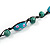 Teal/ Pink Wood Bead Black Cotton Cord Necklace - 80cm L - view 5