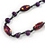 Purple/ Red/ Yellow Wood Bead Black Cotton Cord Necklace - 80cm L - view 4