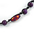 Purple/ Red/ Yellow Wood Bead Black Cotton Cord Necklace - 80cm L - view 5