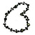 Dark Green Bone and Black Wood Bead with Cotton Cord Necklace - 62cm L