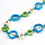 Blue/ Green/ White Bone Rings, Blue Glass Beads Necklace - 76cm L - view 3