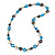 Blue/ Brown/ White Bone Rings, Blue Glass Beads Necklace - 74cm L