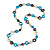 Blue/ Brown/ White Bone Rings, Blue Glass Beads Necklace - 74cm L - view 3