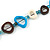 Blue/ Brown/ White Bone Rings, Blue Glass Beads Necklace - 74cm L - view 4