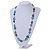 Blue/ Brown/ White Bone Rings, Blue Glass Beads Necklace - 74cm L - view 2